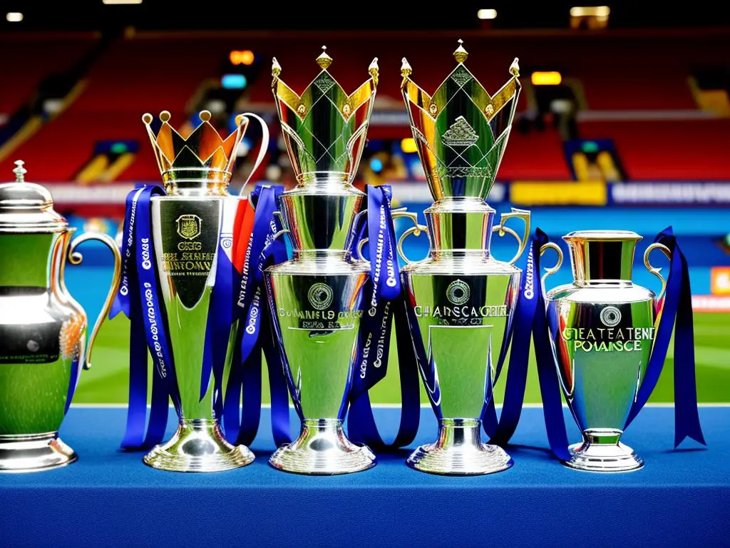 An image comparing the Premier League vs Champions League trophies side by side